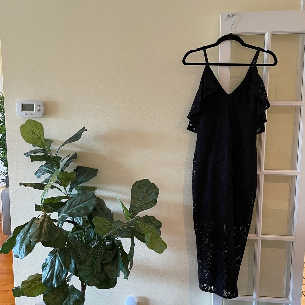 ABS Collection Black Lace Midi Dress